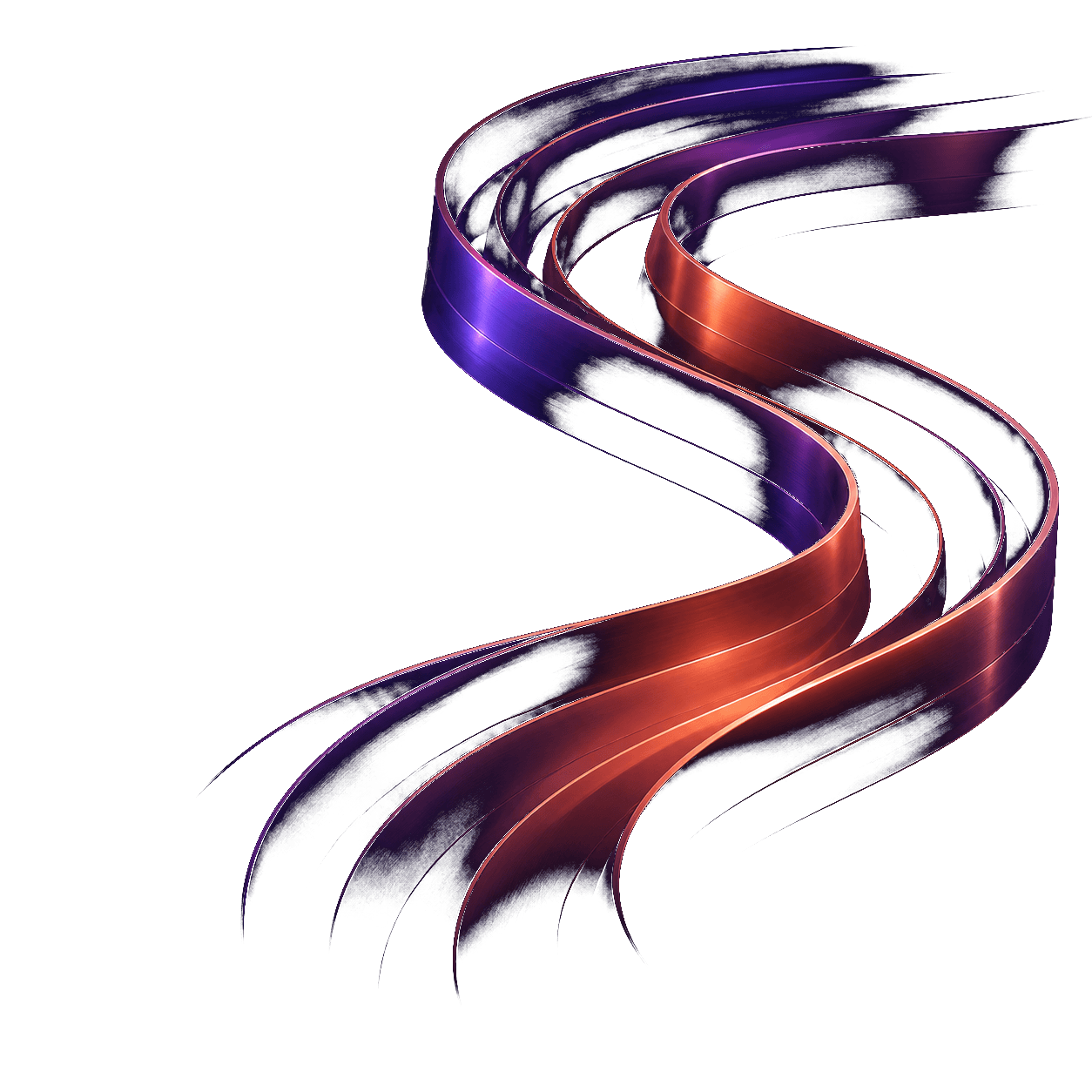 Abstract purple and coral ribbon representing managed technology operations